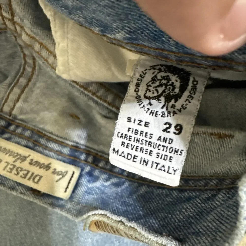 Diesel Saddle Jeans Mens 29x29 Light Blue Vintage 90s Tapered Relaxed Fit Italy